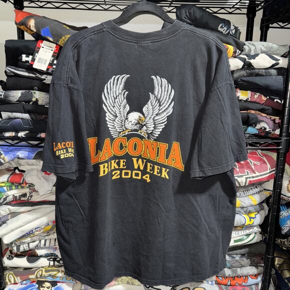 Vintage 2004 Laconia Bike Week Flaming Skull shirt Size Xxl - Picture 5 of 6